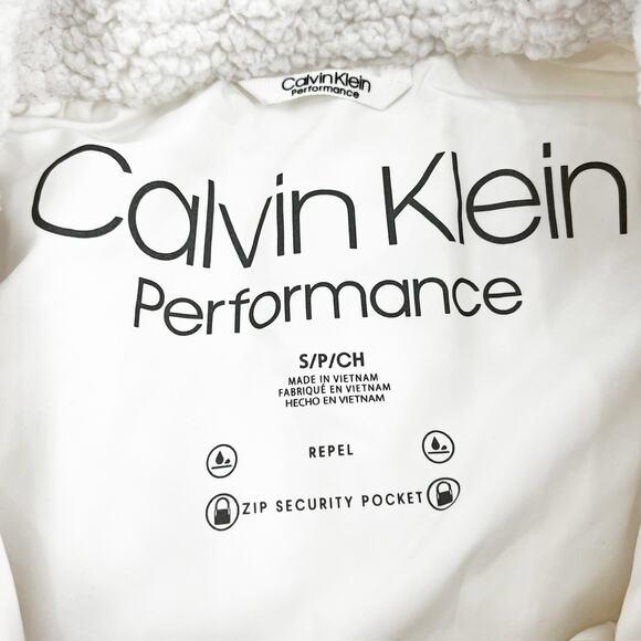Calvin Klein Performance White Puffer/Sherpa Vest S - Picture 5 of 6